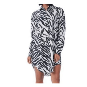 LITA Ciara Zebra Stripe Long Sleeve Oversize Cotton dress Black White Zebra M